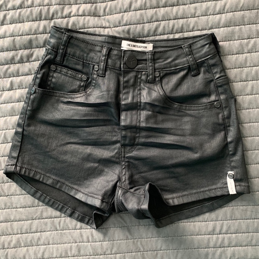 One Teaspoon Waxed / Faux Leather Shorts - 24 EUC!